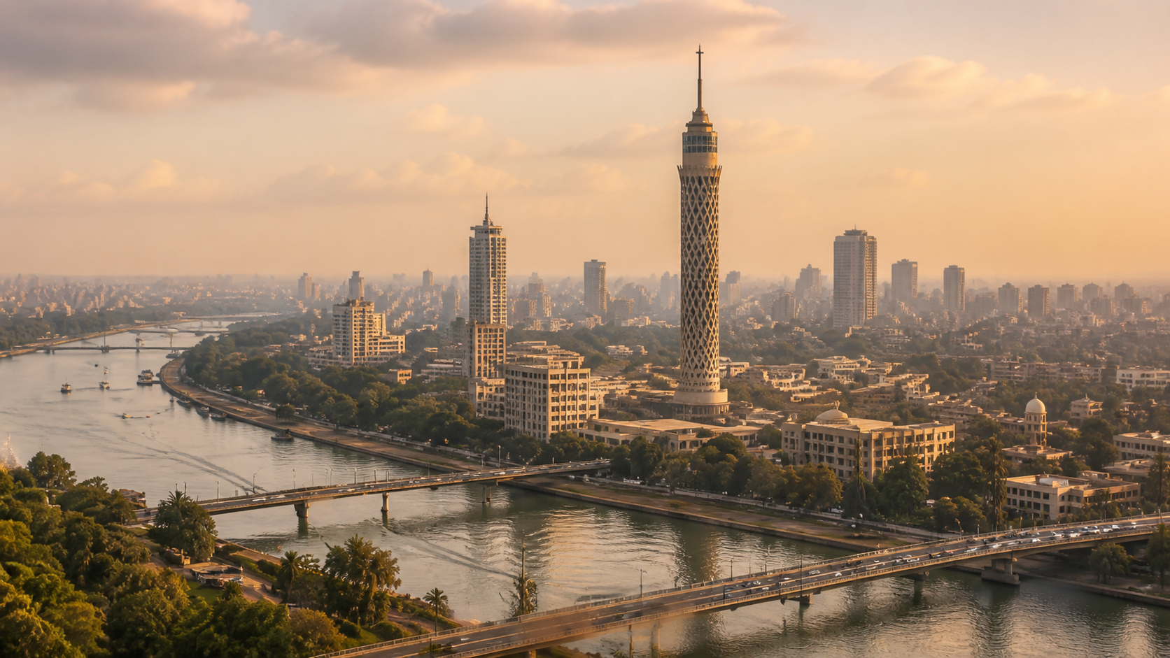 Cairo and the Nile at golden hour